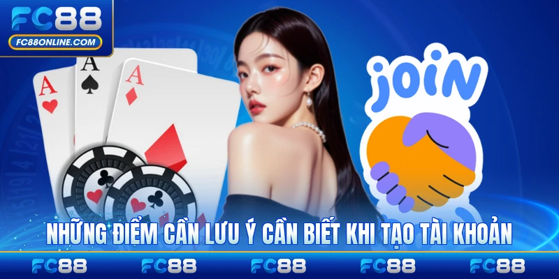 Những điểm cần lưu ý cần biết khi tạo tài khoản mới tại FC88 đầy đủ